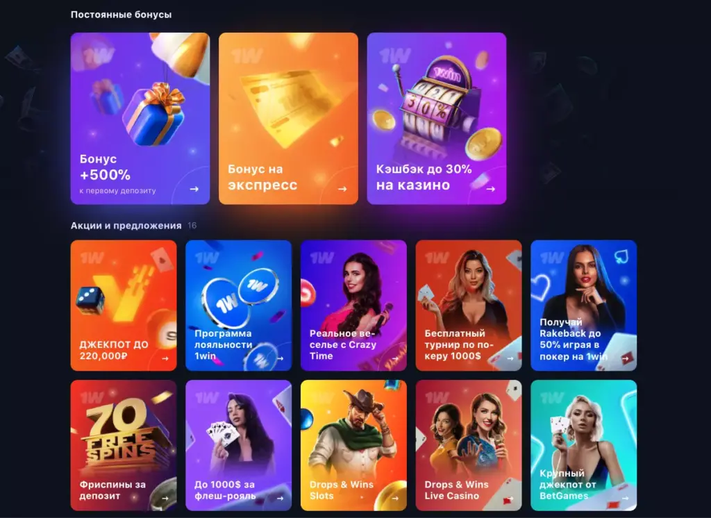 Бонусы в 1Win Casino